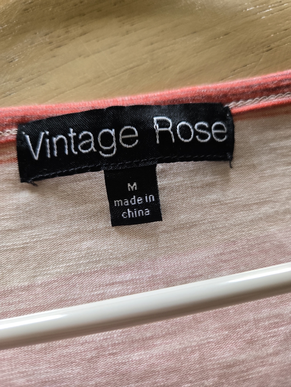 Vintage Rose Chevron Tie-Front V-Neck Top - Pink & Orange Boho Sunset Stripes - Picture 2 of 6